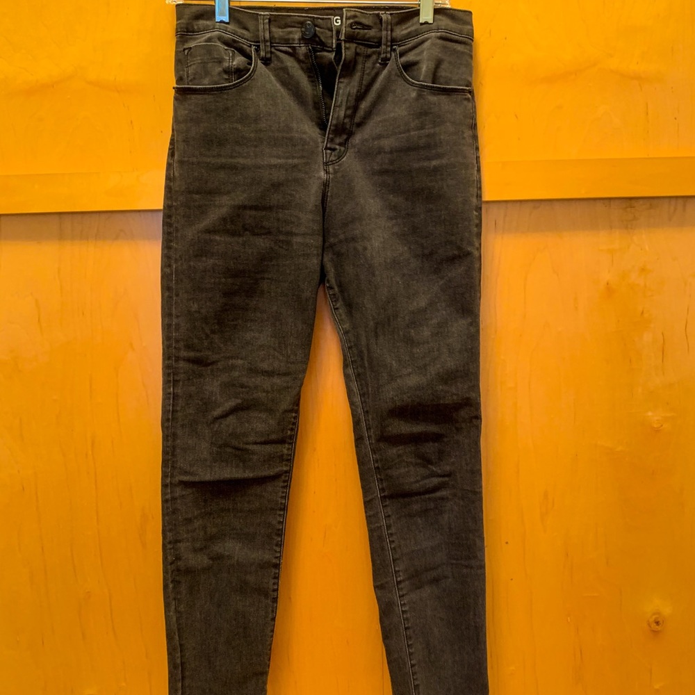 Grey Denim High-Rise Skinny Jeans